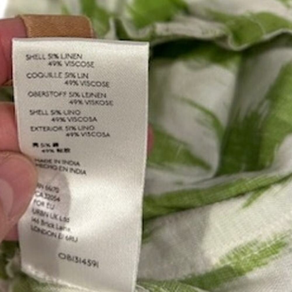 ANTHROPOLOGIE Women's Linen Shorts Shorts SMALL Green White Ikat Paperbag - Picture 6 of 10